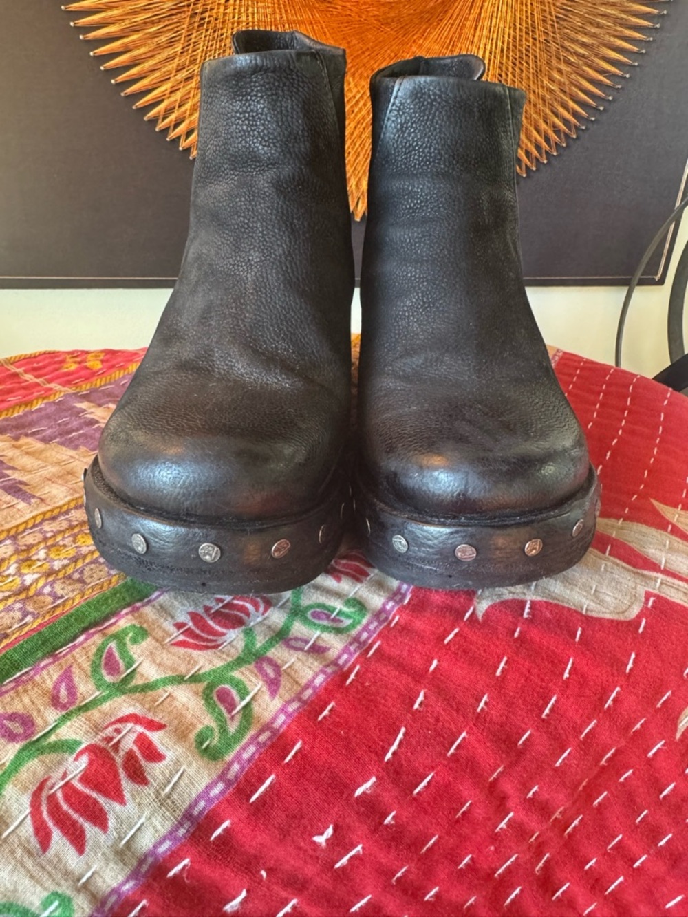 A.S.98 Black Leather Ankle Boots with Studs 39 - Picture 6 of 11